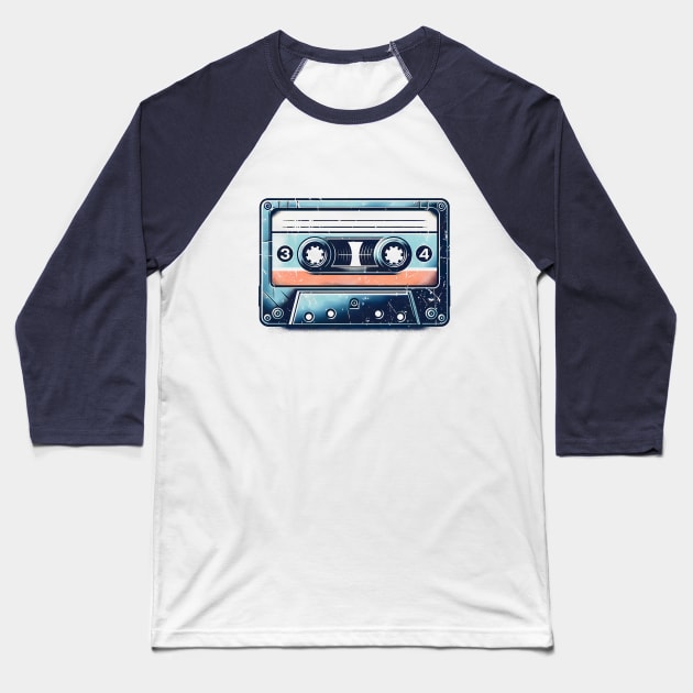 Retro Vibes: Vintage Cassette T-Shirt Baseball T-Shirt by Klimek Prints